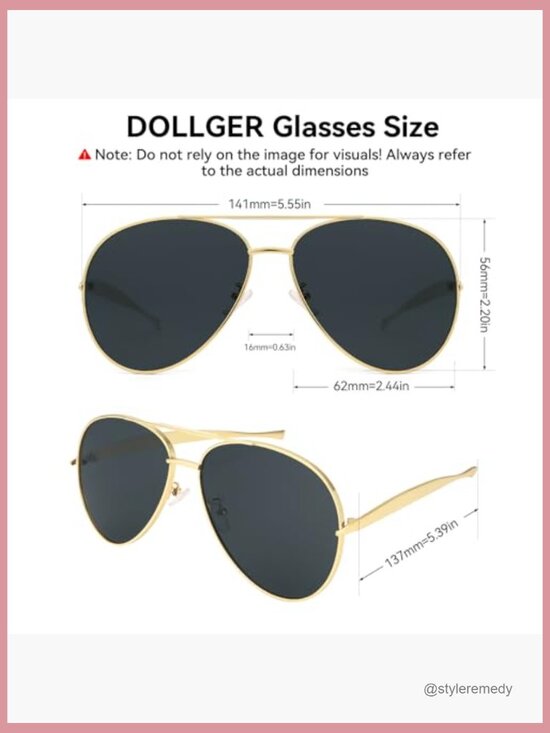 Oversized Aviator Sunglasses Gold Metal Frame UV Protection Unisex main image 7